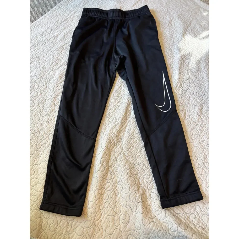 Nike Boy's Size Large Black Athletic Pants with White Swoosh Logo #624